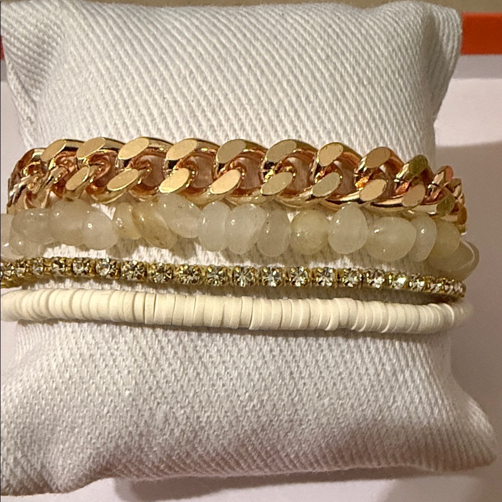 Victoria Emerson Goldtone and Cream Multi Strand Bracelet